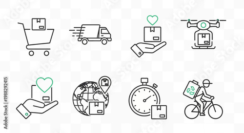 Delivery and shipping icons set.