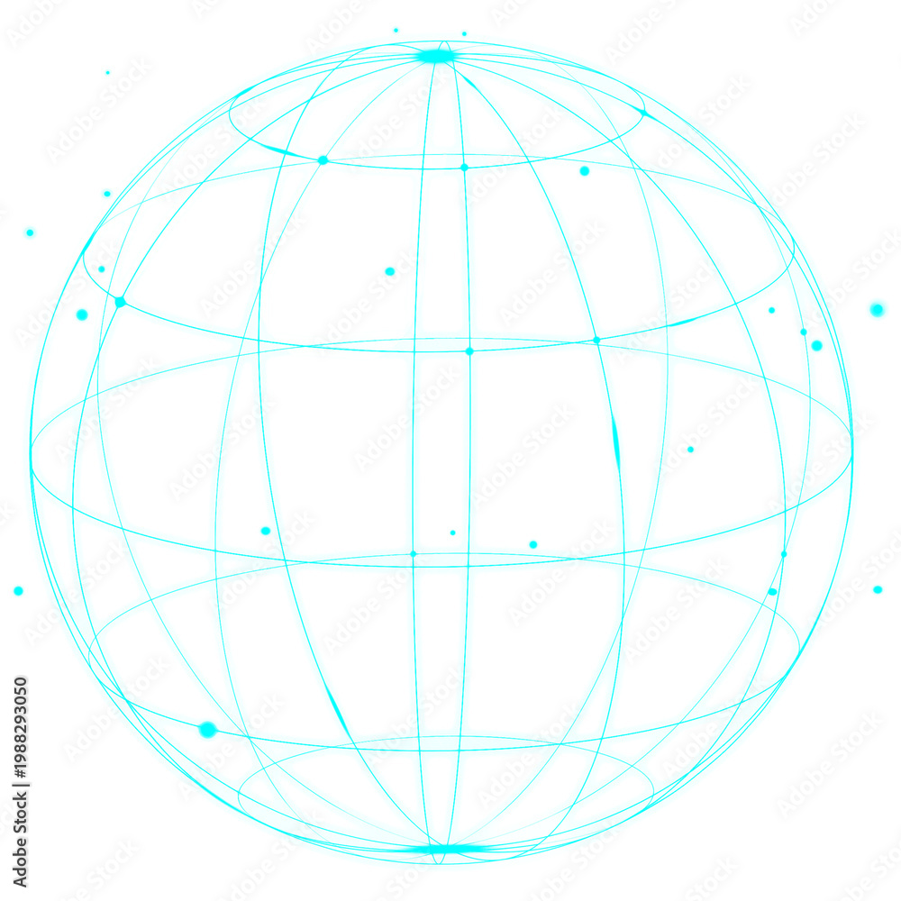 Obraz premium Png blue globe grid sticker, transparent background
