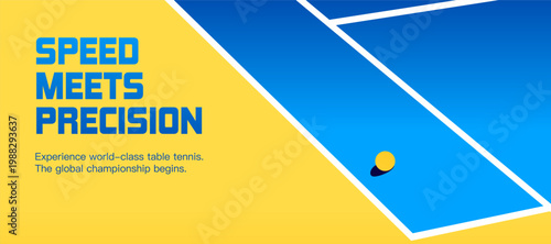 Pickleball Sport Banner Template Vector with Court and Ball on Yellow Blue Background for Tournament Championship and Club Promotion Web commercial banner 