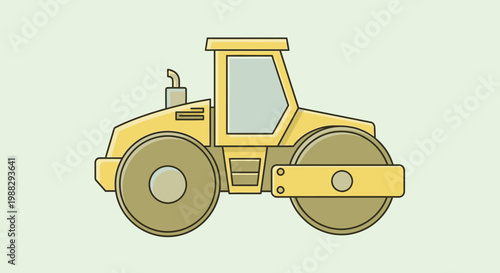 Yellow steamroller illustration on a light green background