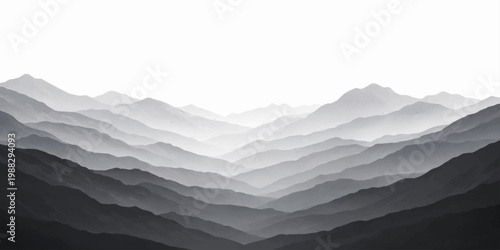 A breathtaking winter landscape of the misty Alps features snow-covered mountain peaks and forested hills glowing under a serene sunrise sky at dawn