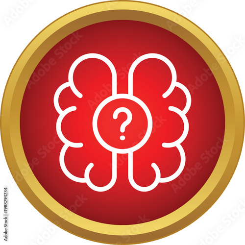 Brain with a question mark illustrating forgetfulness, mental health challenges, or decision making