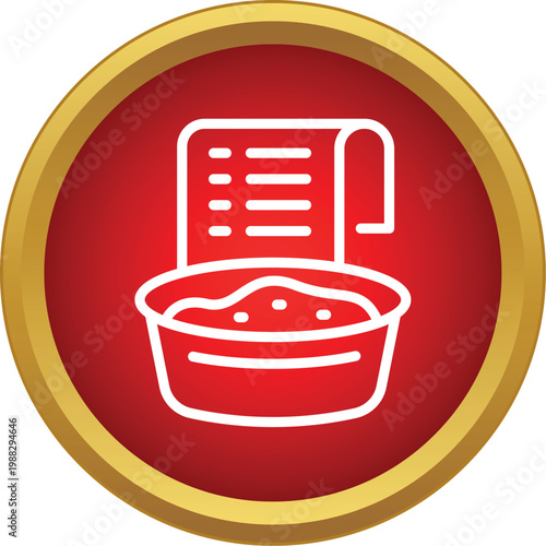 Cat litter box and shopping list icon representing pet care products and hygiene
