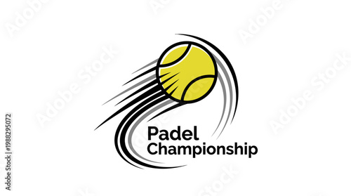Dynamic Padel Championship Logo With a Flying Yellow Ball and Stylish Graphics