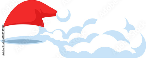 Festive Red Santa Hat with Fluffy White Trim and Snow Detail, Perfect for Holiday Greetings and Winter Celebrations