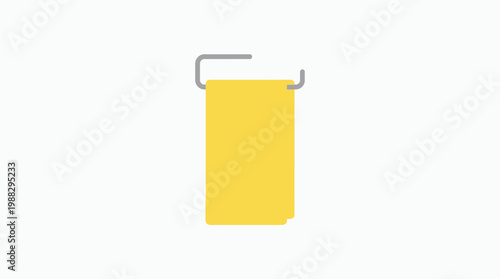 Minimalist Yellow Towel Hanging From a Simple Chrome Towel Rack Against White Background