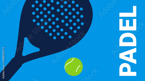Vibrant Padel Tennis Illustration Over Bold Blue Background Showcases Sporty Fun Concepts