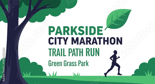 Parkside City Marathon Run Trail Path Illustrative Design for Events and Sports Activities