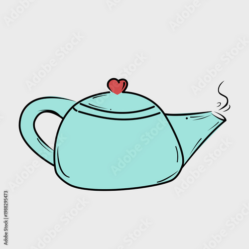 cute ceramic teapot with steam