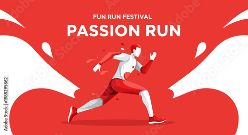 Passionate Runner Depicted in Energetic Vector Illustration for Fun Run Festival Event