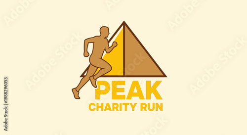 Peak Charity Run Logo of an Athlete Running at the Top of the Mountain