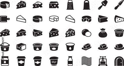 Black and white line collection of various kitchen utensils and containers line kitchen utensils pots