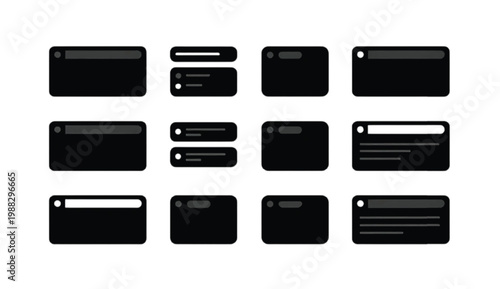 AI result output display silhouette set featuring generated content preview response block output panel and smart result interface layout elements for automation tools