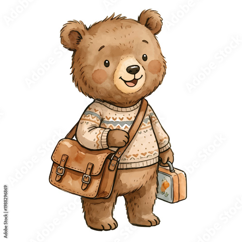 A cute cartoon puppy happily reading a book for kids illustration