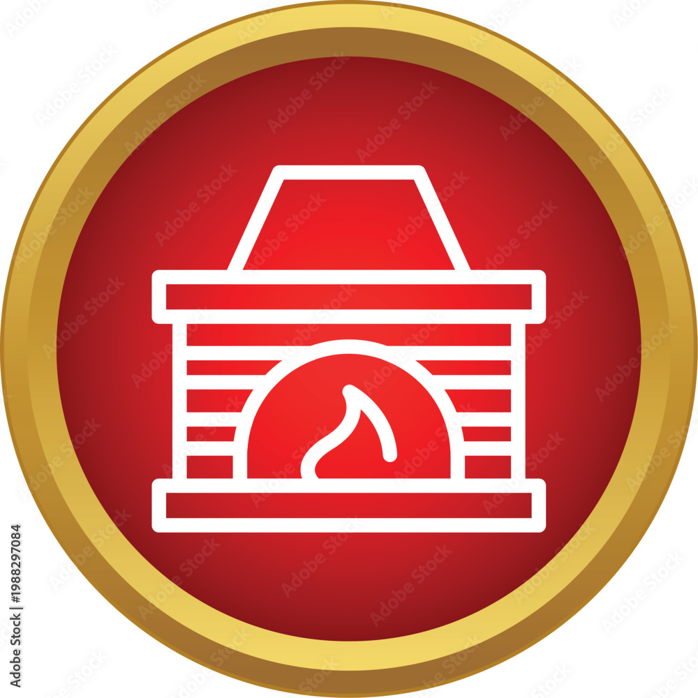 Naklejka premium Fireplace icon representing heat, winter comfort, and home interior