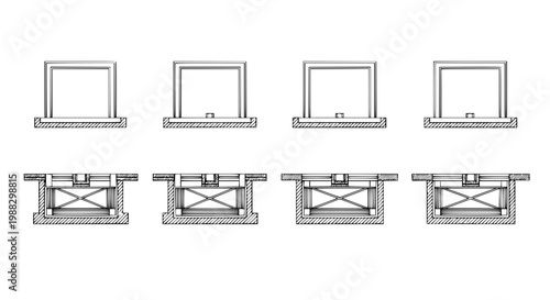 Architectural foundation structure comparison diagram vector technical construction wall engineering set