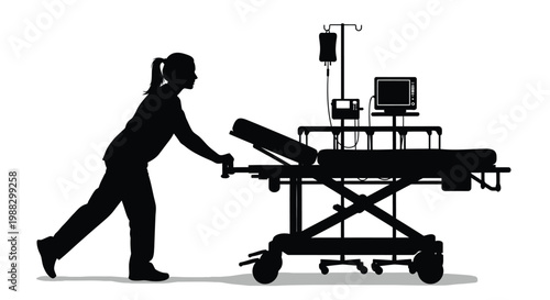Medical stretcher, hospital gurney, emergency transport, healthcare equipment