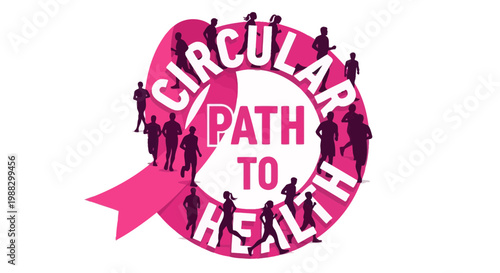 People Running Around A Circle Path to Health, Fitness and Daily Running, Sport Lifestyle