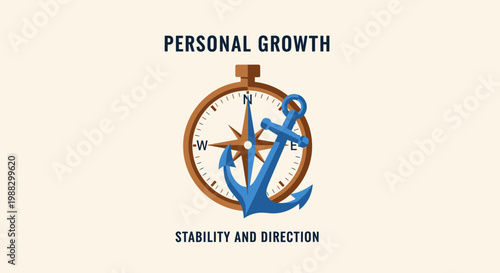 Personal Growth Compass And Anchor symbolizing Stability And Direction