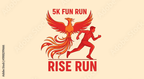 Phoenix Runner Motivational 5k Fun Run Event Graphic Design