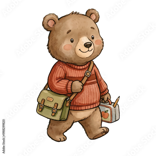 A cute cartoon puppy happily reading a book for kids illustration