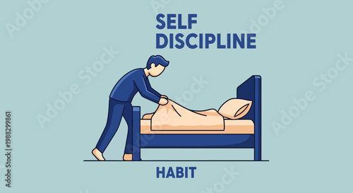 Person Making Bed: Promoting Self Discipline Through Consistent Healthy Habits