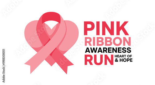 Pink Ribbon Awareness Run Design Illustrates the Fight Against Breast Cancer and Supports Survivors