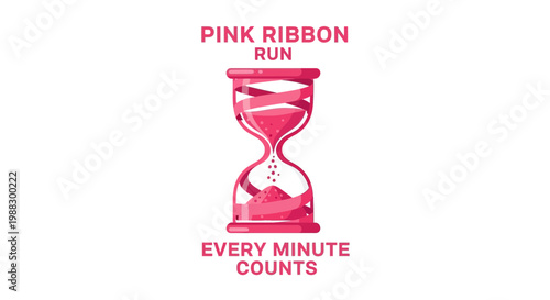 Pink Ribbon Hourglass Run Conceptual Design Indicating Time Awareness and Endurance Needed
