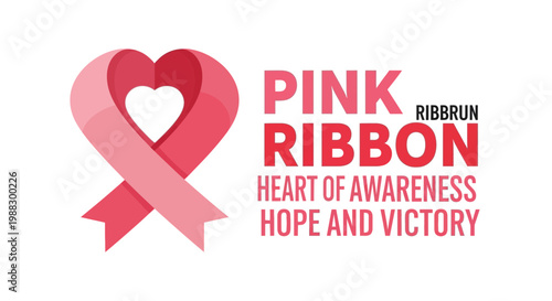 Pink Ribbon Heart Symbolizing Prevention, Advocacy, and Support for Breast Cancer Awareness
