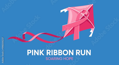 Pink Ribbon Kite Soaring Hope Symbolizing Breast Cancer Awareness And Support Events