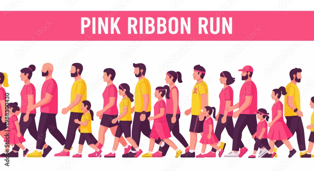 Obraz premium Pink Ribbon Run: A Community Gathering for Awareness and Support in the Fight
