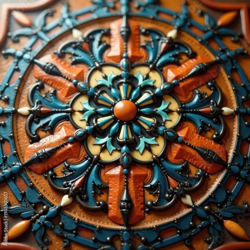 Intricate geometric designs on wood, authentic Polish highland motif, vintage, embroidery