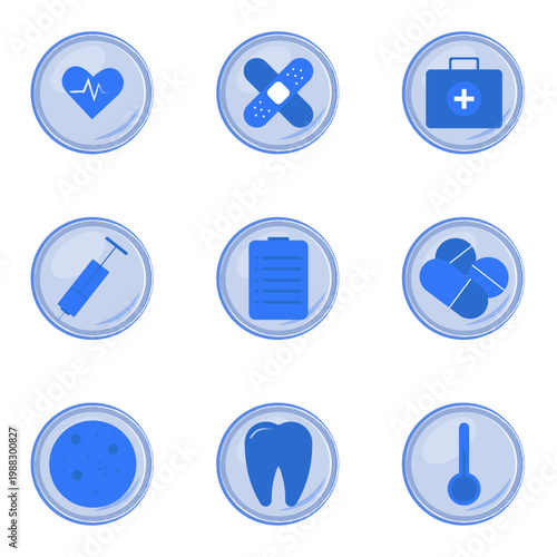 Принти на полотні set of icons with a medical theme about health