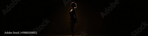 Milk-gold silhouette, elegant pose, black backdrop, high-resolution, graceful