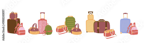 Travel Bags Set. Suitcases Backpacks Handbags