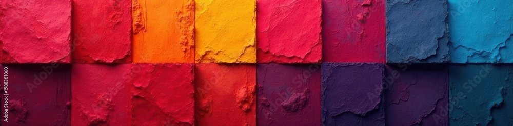 Naklejka premium Overlapping squares, bold hues, rough texture, design element, texture, background texture