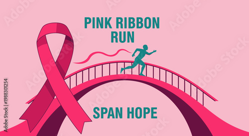 Pink Ribbon Run: Bridging Hope and Inspiring Awareness for Cancer in Simplified Graphic