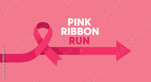 Pink Ribbon Run Cancer Awareness Event Graphic Design