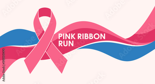 Pink Ribbon Run: A Vibrant and Symbolic Design for Breast Cancer Awareness and Support