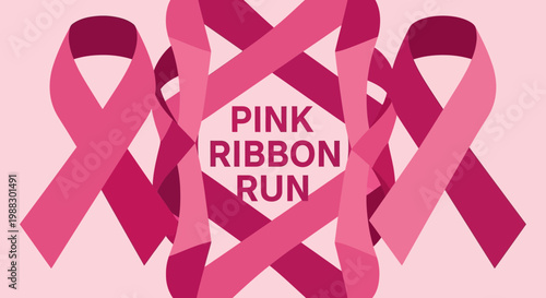 Pink Ribbon Run: A Vibrant and Symbolic Design for Breast Cancer Awareness and Charity