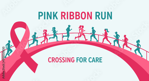 Pink Ribbon Run: A Vibrant Illustration of Care, Support, and Community Spirit