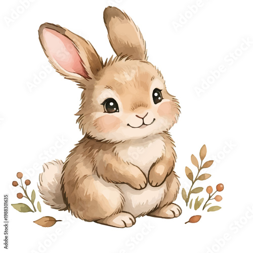 Cute Easter bunny holding a basket of eggs cartoon vector illustration of adorable spring holiday rabbit character