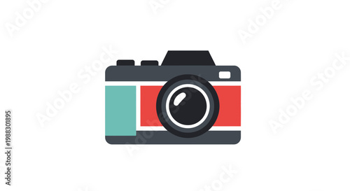 Minimalist Digital Camera Icon Vector Illustration, Flat Design Photography Equipment Graphic for Creative Media Projects and Professional Web UI Interface Elements