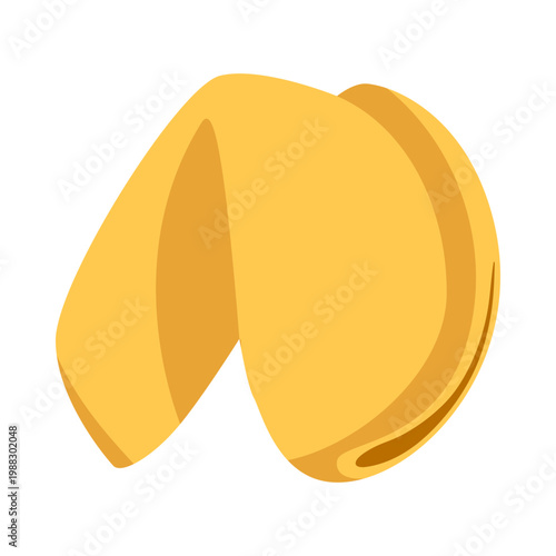 Single fortune cookie on white background, perfect for Asian food concepts, isolated vector illustration