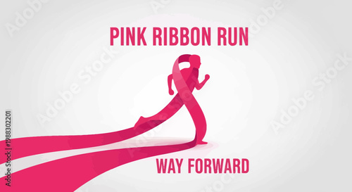 Pink Ribbon Run Event Graphic Promoting Awareness And Support
