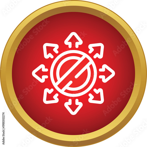 Red circle icon showing no entry with arrows indicating restricted access
