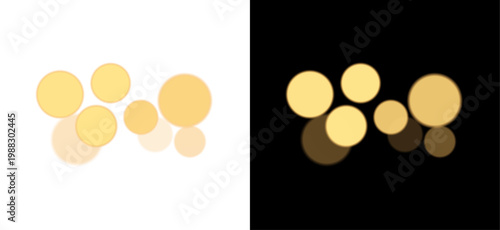 Luxurious golden bokeh on a transparent background. Vector PNG graphics with gold glitter. Golden sparkles with a glow.