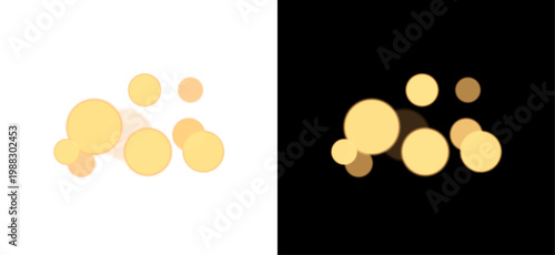 Luxurious golden bokeh with a luminous effect. Elegant golden bokeh on a contrasting  black and white background.