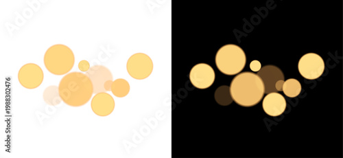 Luxurious golden bokeh on a transparent background. Vector PNG graphics with gold glitter. Golden sparkles with a glow.