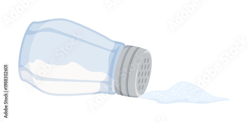 Spilled salt shaker representing bad luck and superstition on isolated white background vector illustration
